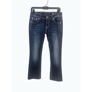 Miss Me Signature Boot Denim Jeans Bling Rhinestones Sequins Low rise sz 27